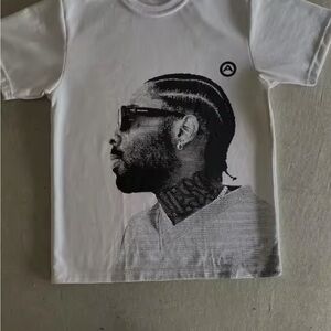 White Graphic T-Shirt with Black Print